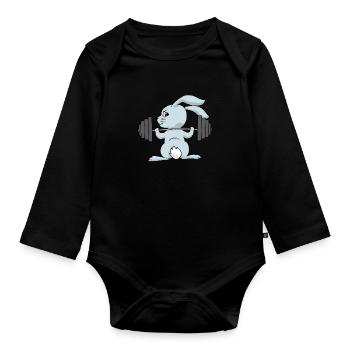 Hase Training - Baby Bio-Langarm-Body - Schwarz - Vorne
