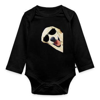 Labrador with Sunglasses Golden Retriever - Organic Longsleeve Baby Bodysuit - black - Front