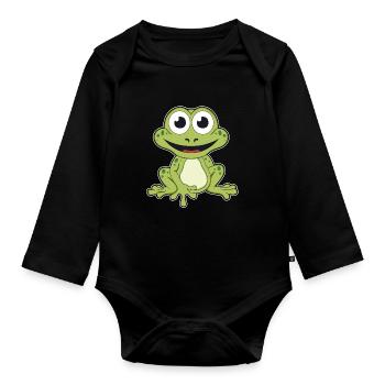 Grenouille quark animal faune nature forêt grenouilles - Body Bébé bio manches longues - noir - Devant