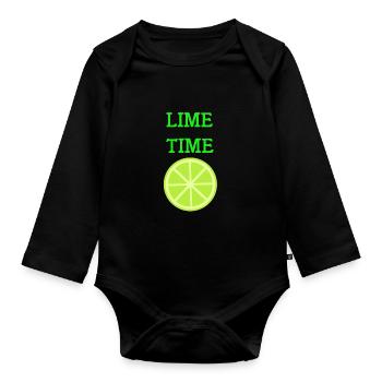 lime - Organic Longsleeve Baby Bodysuit - black - Front
