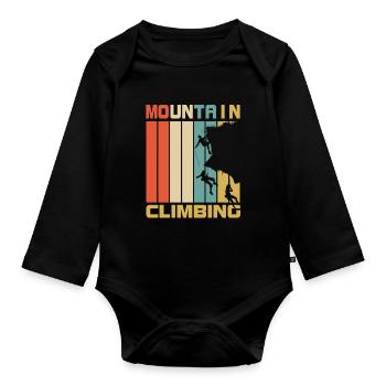 Climbing retro gift - Organic Longsleeve Baby Bodysuit - black - Front