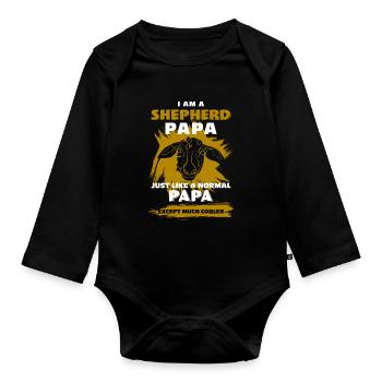 Schaf Hirte Papa - Baby Bio-Langarm-Body - Schwarz - Vorne