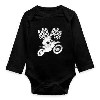 Motocross Geschenk - Baby Bio-Langarm-Body - Schwarz - Vorne
