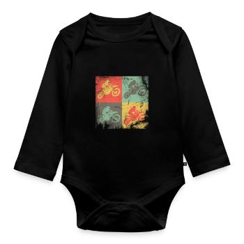 Motocross gift - Organic Longsleeve Baby Bodysuit - black - Front