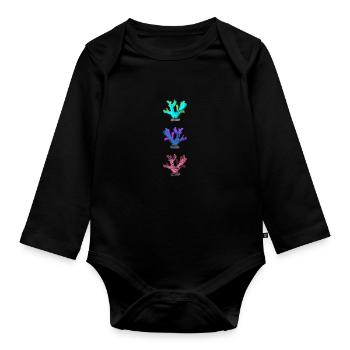 Colorful corals - Organic Longsleeve Baby Bodysuit - black - Front
