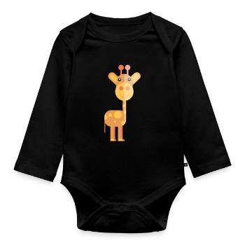 Giraffe Cute Animal - Organic Longsleeve Baby Bodysuit - black - Front