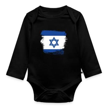 Israel - Organic Longsleeve Baby Bodysuit - black - Front