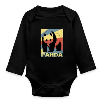 Panda - Baby Bio-Langarm-Body - Schwarz - Vorne