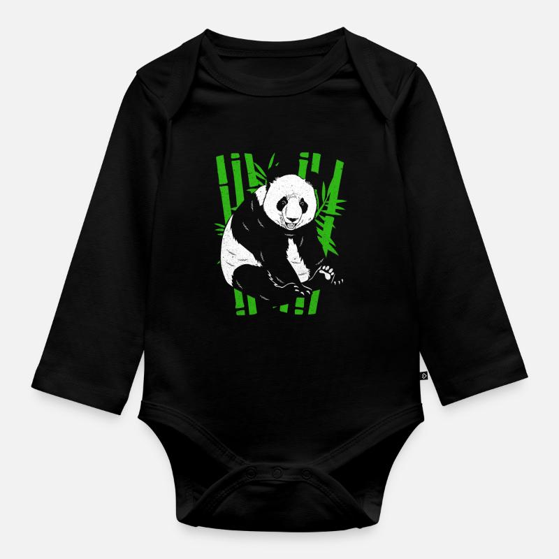 Panda - Body Bébé bio manches longues - noir