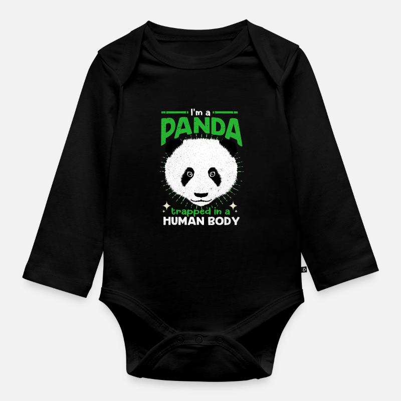 Panda - Body Bébé bio manches longues - noir