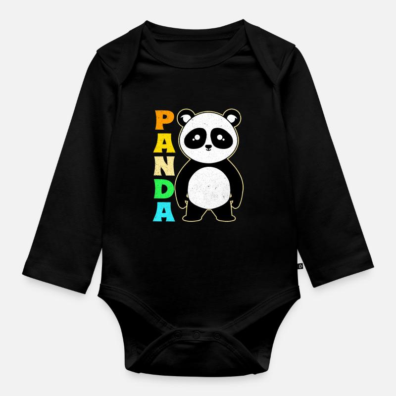 Panda - Body Bébé bio manches longues - noir