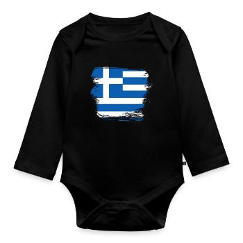 Grèce Drapeau - Body Bébé bio manches longues - noir - Devant