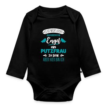Putzfrau - Baby Bio-Langarm-Body - Schwarz - Vorne