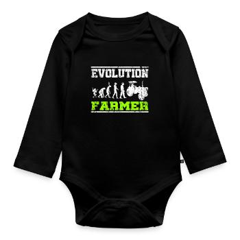 Bauer Traktor Evolution - Baby Bio-Langarm-Body - Schwarz - Vorne