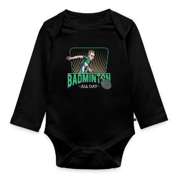 Badminton - Organic Longsleeve Baby Bodysuit - black - Front