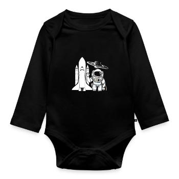 Astronaut Rocket Space Galaxy Gift - Organic Longsleeve Baby Bodysuit - black - Front