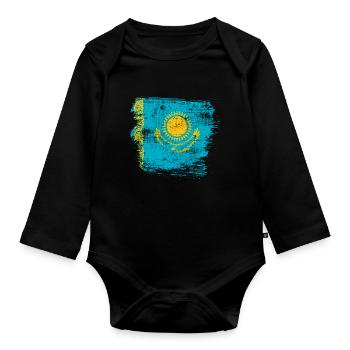 Kazakhstan - Organic Longsleeve Baby Bodysuit - black - Front