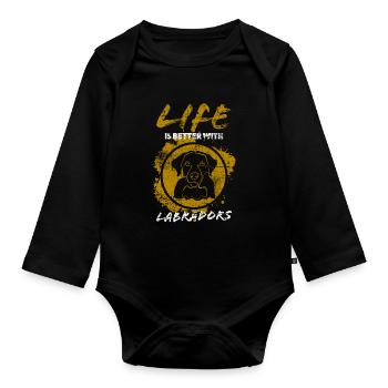 Labrador - Baby Bio-Langarm-Body - Schwarz - Vorne