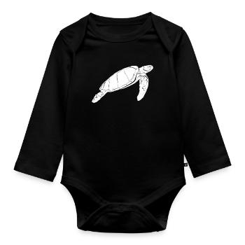Turtle - Organic Longsleeve Baby Bodysuit - black - Front