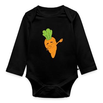 Dabbing Karotte, Möhre, Wurzel, Gemüse, Vegetarisc - Baby Bio-Langarm-Body - Schwarz - Vorne