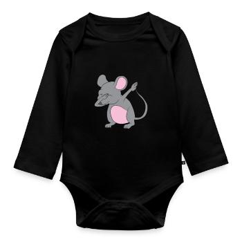 Dabbing Ratte / Maus - Baby Bio-Langarm-Body - Schwarz - Vorne