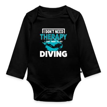 Diving Divers - Organic Longsleeve Baby Bodysuit - black - Front
