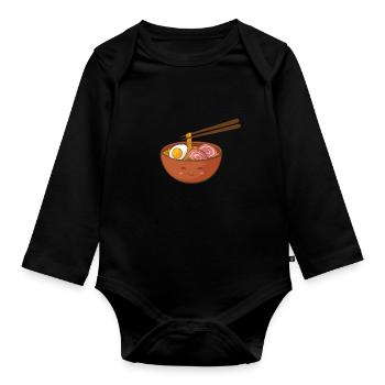Ramen Ramen Ramen Suppe Suppe Suppe - Baby Bio-Langarm-Body - Schwarz - Vorne
