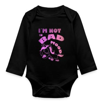 Einhorn gute Laune - Baby Bio-Langarm-Body - Schwarz - Vorne