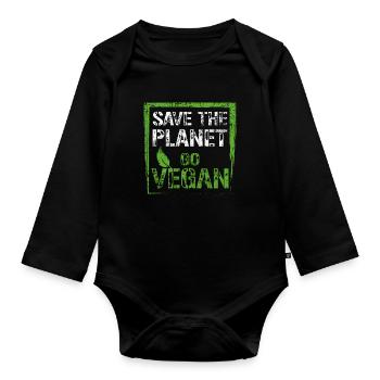 Vegan Environmental Protection - Organic Longsleeve Baby Bodysuit - black - Front