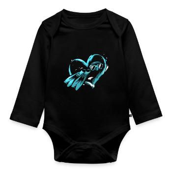 Plongeur plongée équipement de plongée Hobby Cadeau - Body Bébé bio manches longues - noir - Devant