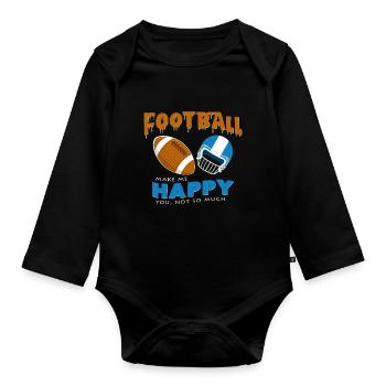 American Football - Baby Bio-Langarm-Body - Schwarz - Vorne