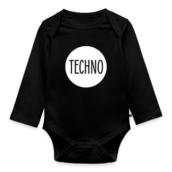 Techno - Body Bébé bio manches longues - noir - Devant