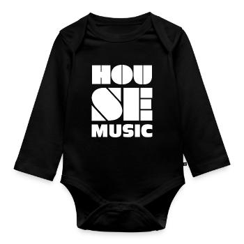 House Music - Body Bébé bio manches longues - noir - Devant