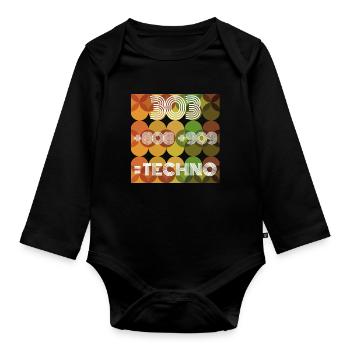 303 808 909 Techno Retro Shirt - Body Bébé bio manches longues - noir - Devant