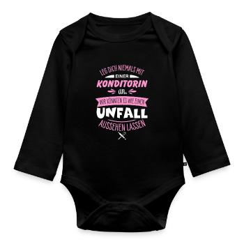 Konditorin - Baby Bio-Langarm-Body - Schwarz - Vorne