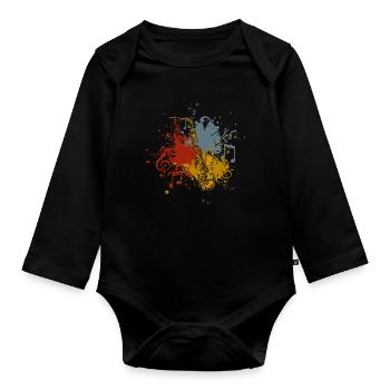 Saxophon retro - Baby Bio-Langarm-Body - Schwarz - Vorne