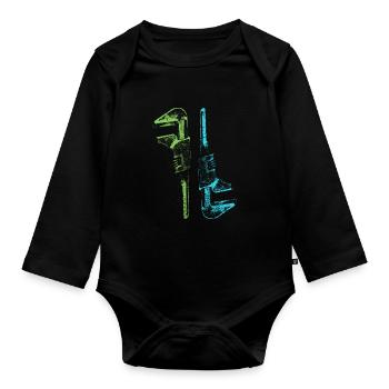 Rétro Vintage Outil Clé à molette - Body Bébé bio manches longues - noir - Devant