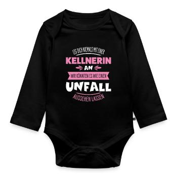 Kellnerin - Baby Bio-Langarm-Body - Schwarz - Vorne