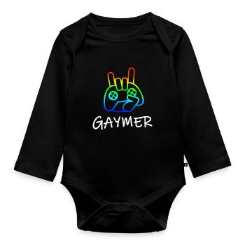 Gamer Gay Pride LGBT Gaming Sweet Gift - Body Bébé bio manches longues - noir - Devant