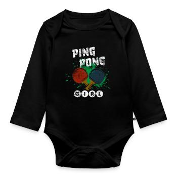 Tischtennis Mädchen - Baby Bio-Langarm-Body - Schwarz - Vorne
