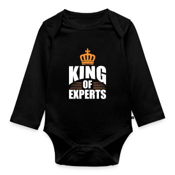 Roi des experts cadeau maître génie professionnel - Body Bébé bio manches longues - noir - Devant