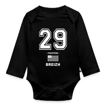 29 breizh bretagne - Body Bébé bio manches longues - noir - Devant