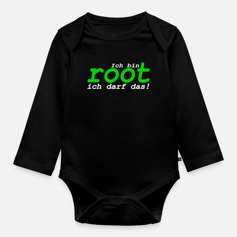 Ich bin root ich darf das - Baby Bio-Langarm-Body - Schwarz