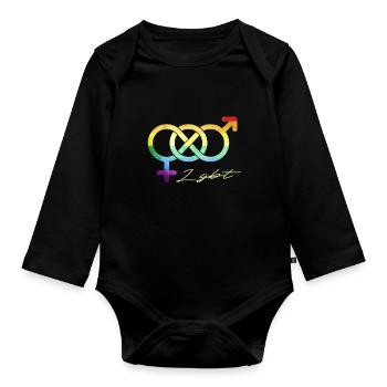 LGBT - Organic Longsleeve Baby Bodysuit - black - Front