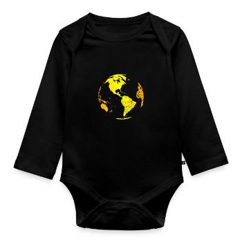 Globe World Map - Organic Longsleeve Baby Bodysuit - black - Front