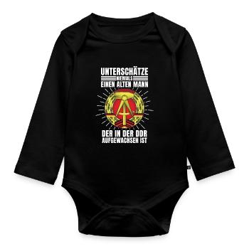 DDR Tshirt Men Ne jamais sous-estimer un vieil homme - Body Bébé bio manches longues - noir - Devant