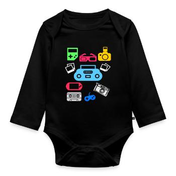 90s 90s party 90s fashion 90s outfit - Organic Longsleeve Baby Bodysuit - black - Front