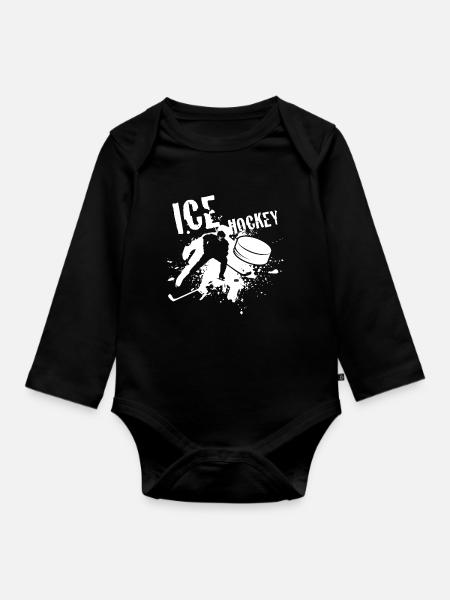 Eishockey - Baby Bio-Langarm-Body - Schwarz