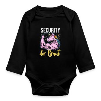 Security of the Bride Unicorn JGA Security Service - Organic Longsleeve Baby Bodysuit - black - Front