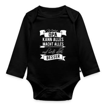Opa Großvater Großpapa Senior Geschenk Geburtstag - Baby Bio-Langarm-Body - Schwarz - Vorne